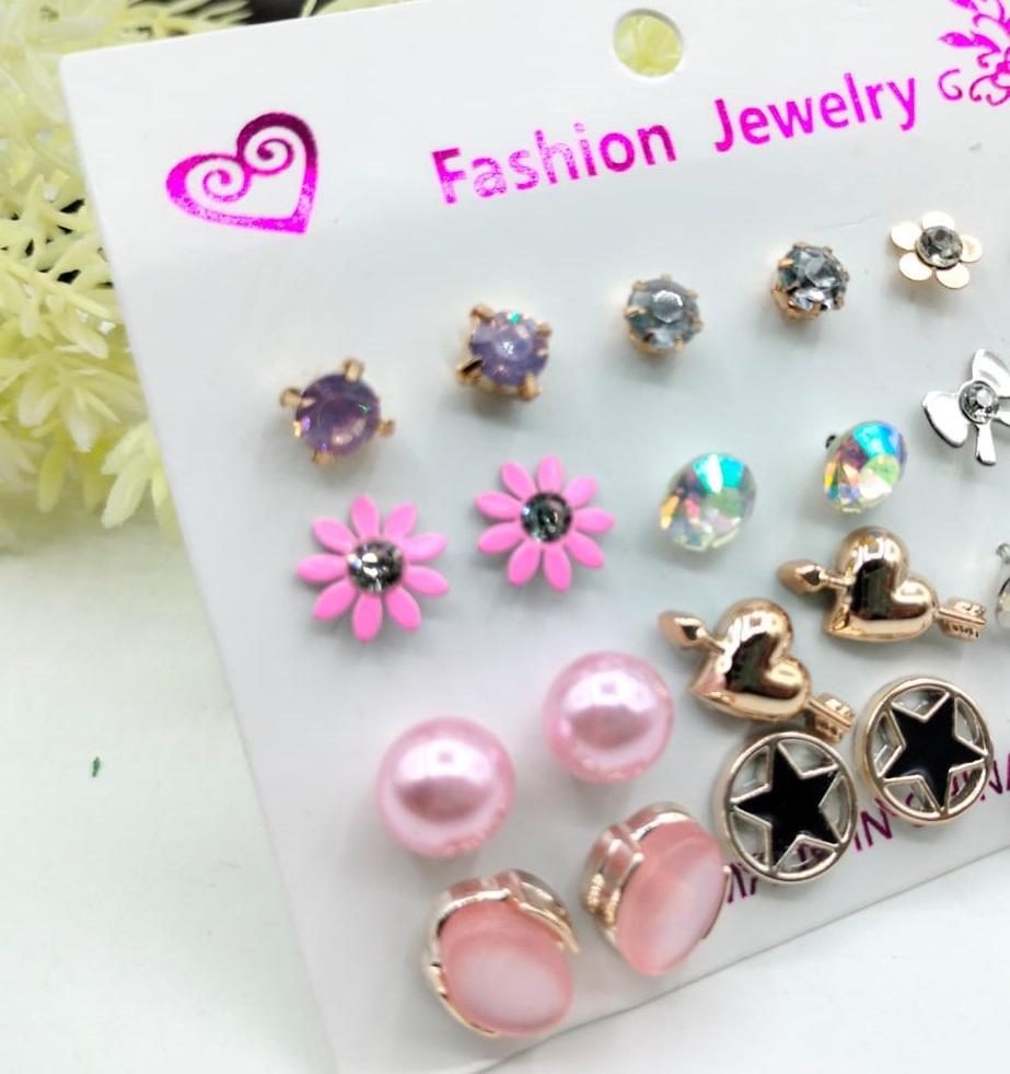 Alloy Earrings – Pack of 12 Pairs