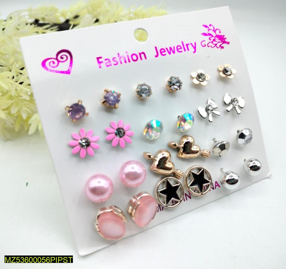Alloy Earrings – Pack of 12 Pairs