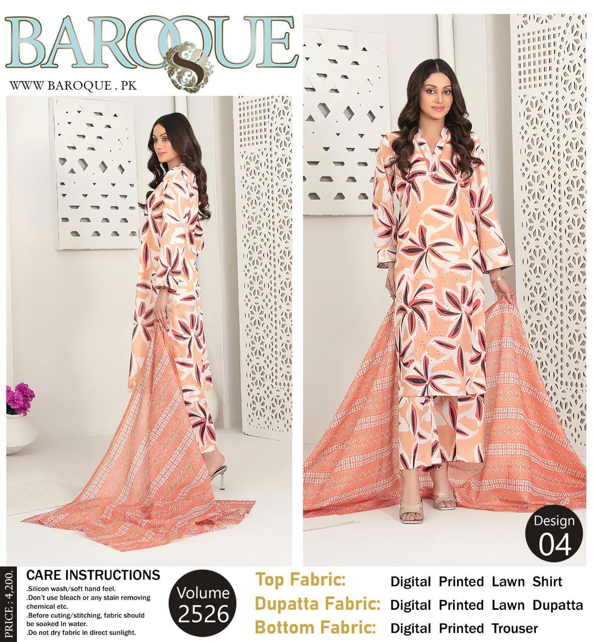 Barouqe Best Export Quality Digital Print Airjet Lawn (90/70)**Co-Ords Print Volume*✔️ Digital Print Allover Lawn Shirt ✔️ Digital Print Allover Lawn Trouser✔️  Digital Print Allover Voil Lawn Du