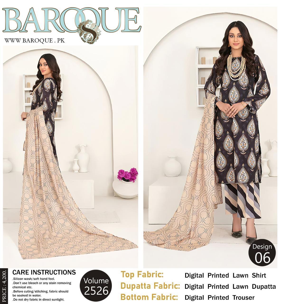 Barouqe Best Export Quality Digital Print Airjet Lawn (90/70)**Co-Ords Print Volume*✔️ Digital Print Allover Lawn Shirt ✔️ Digital Print Allover Lawn Trouser✔️  Digital Print Allover Voil Lawn Du