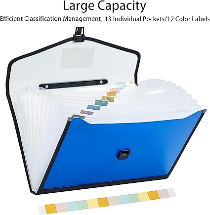 Plastic Expanding Bag File Folder – Plastic Expanding File Folder – Multi-pocket Accordion Document Organizer With Snap Closure For Office & School Use