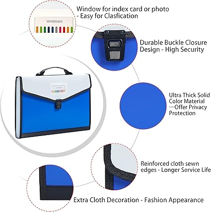 Plastic Expanding Bag File Folder – Plastic Expanding File Folder – Multi-pocket Accordion Document Organizer With Snap Closure For Office & School Use